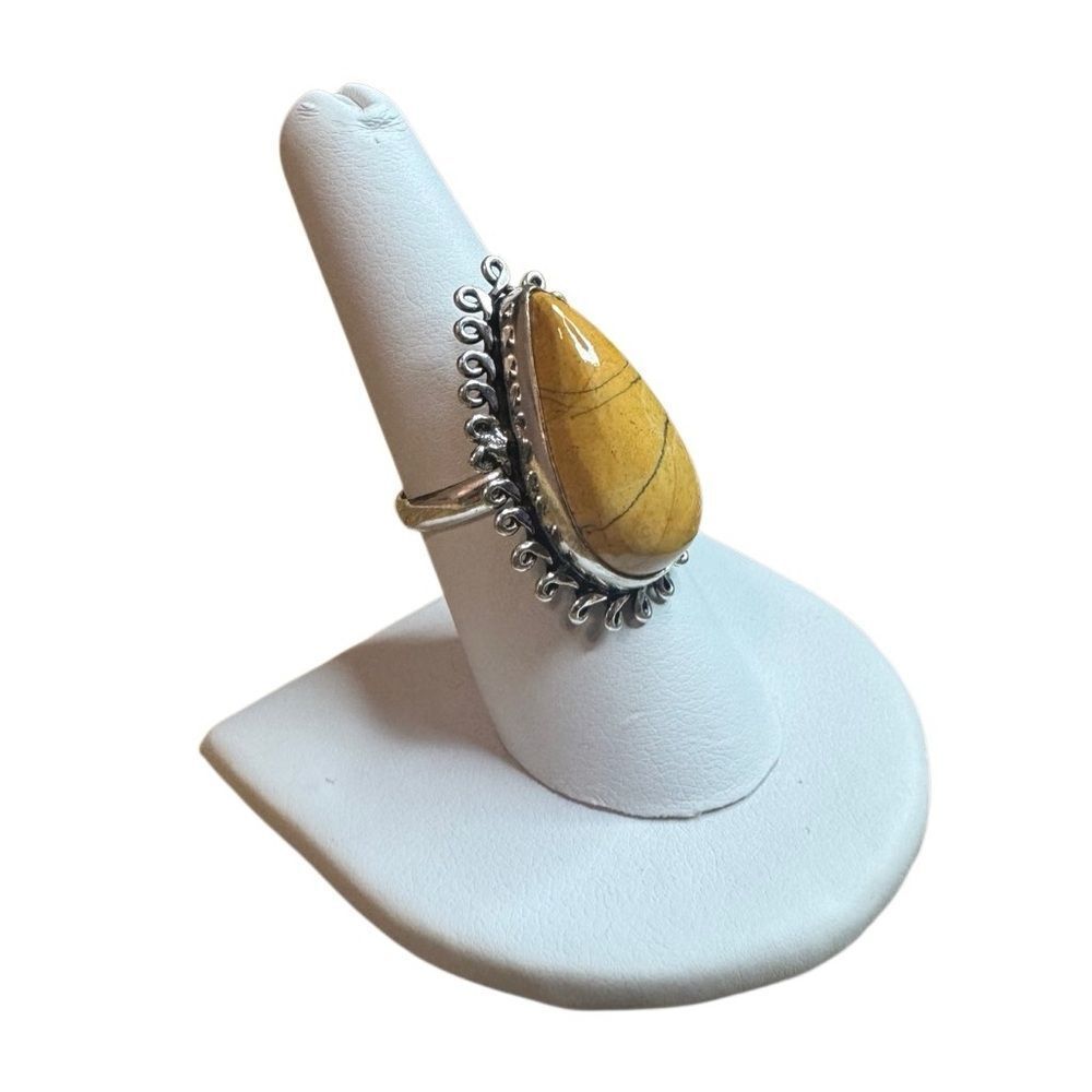 Handmade Sterling Silver Plated Teardrop Gemstone Ring